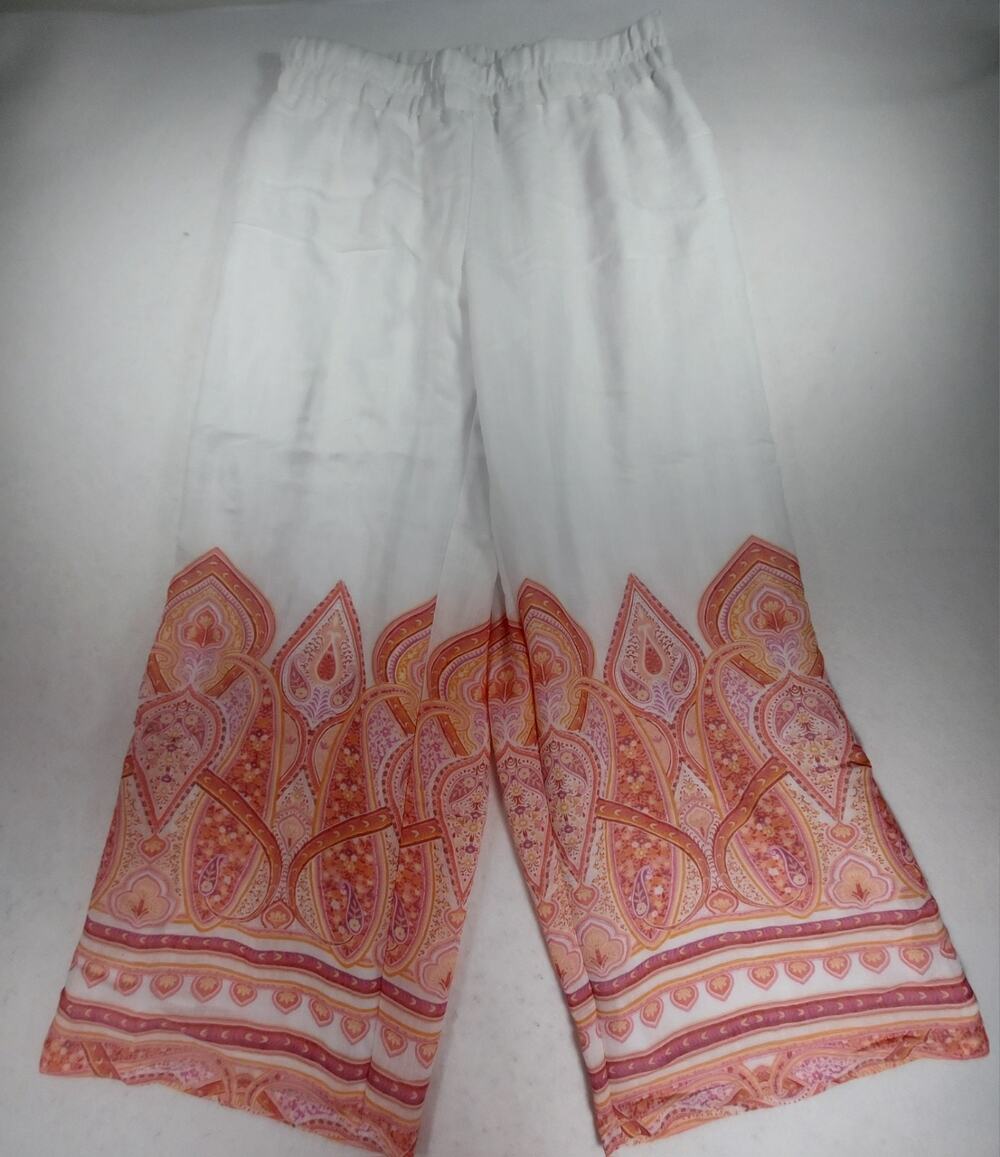 New Directions Petite Boho Lined Paisley Wide Leg Flare Palazzo Pants SZ PM